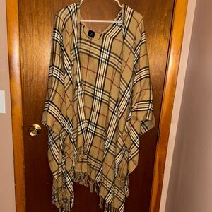 Classic Plaid Fringe Poncho